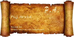 Puj Arvid névjegykártya